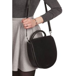 MATT & NAT Parabole Saddle Crossbody Bag In Black Vegan Leather Adjustable Strap